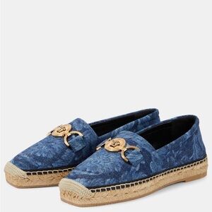 Versace Barocco Medusa '95 Blue Denim Espadrilles New